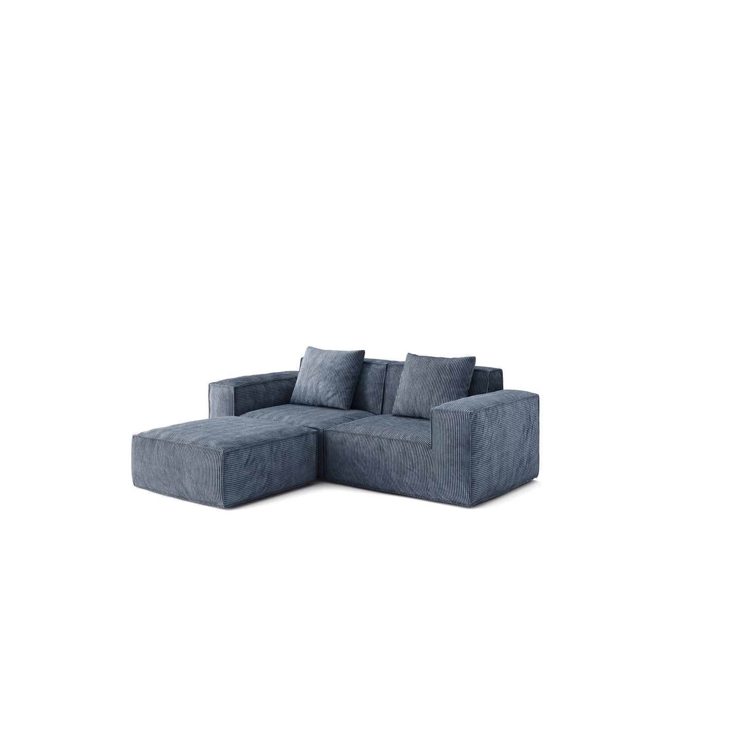 Canapé convertible modulable 2 places en velours côtelé gris