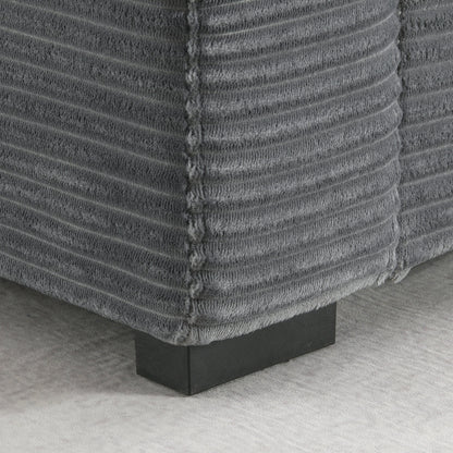 Canapé modulable en velours côtelé en forme de L avec rangement pour accoudoirs, ports USB et porte-gobelets pour salon d'appartement