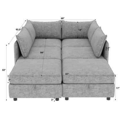 Canapé-lit convertible en tissu modulaire avec rangement pour le salon