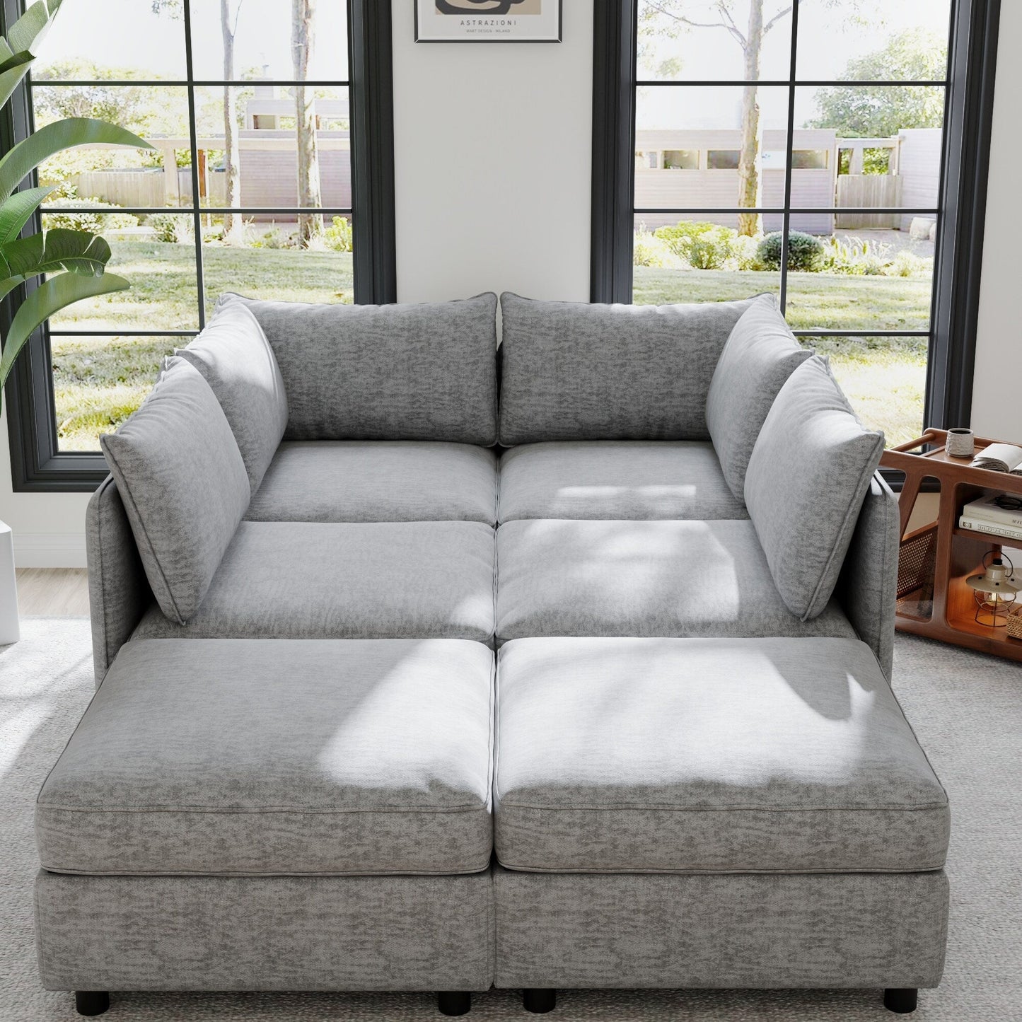 Canapé-lit convertible en tissu modulaire avec rangement pour le salon