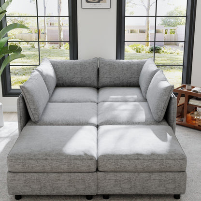 Canapé-lit convertible en tissu modulaire avec rangement pour le salon