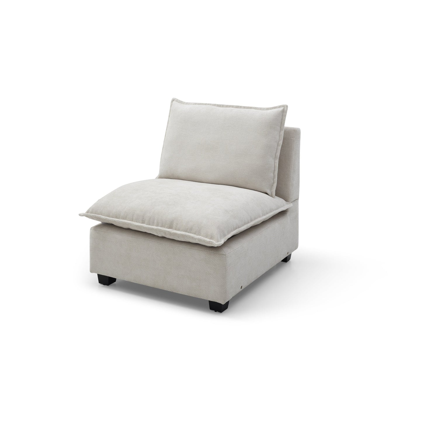 Canapé modulable en L en lin avec pouf réversible, coussins en duvet de canard moelleux, idéal pour le salon ou le bureau