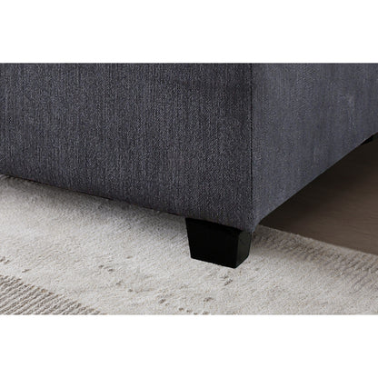Canapé modulable en L en lin avec pouf réversible, coussins en duvet de canard moelleux, idéal pour le salon ou le bureau