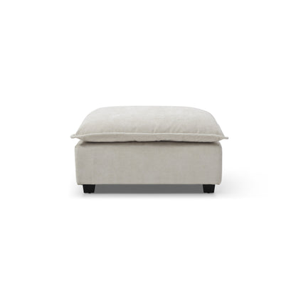 Canapé modulable en L en lin avec pouf réversible, coussins en duvet de canard moelleux, idéal pour le salon ou le bureau