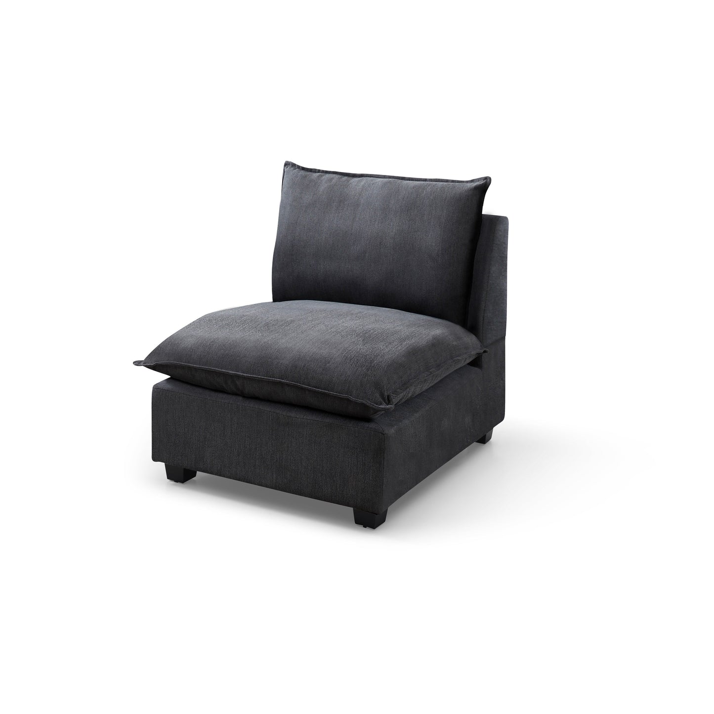 Canapé modulable en L en lin avec pouf réversible, coussins en duvet de canard moelleux, idéal pour le salon ou le bureau