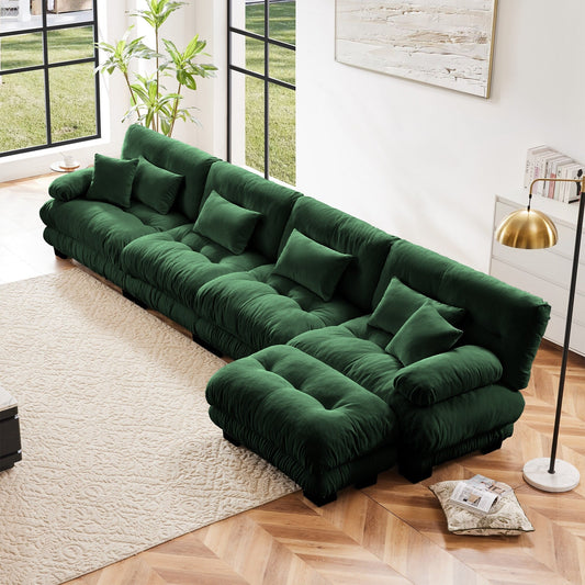 Canapé modulaire 4 places en forme de L, canapé Cloud à combinaison libre avec poufs convertibles pour le salon