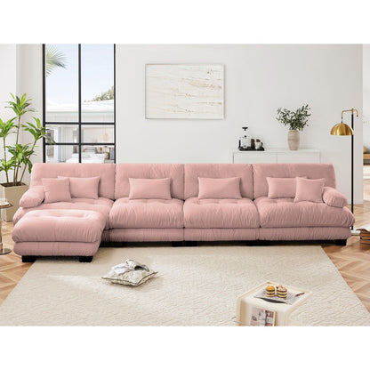 Canapé modulaire 4 places en forme de L, canapé Cloud à combinaison libre avec poufs convertibles pour le salon