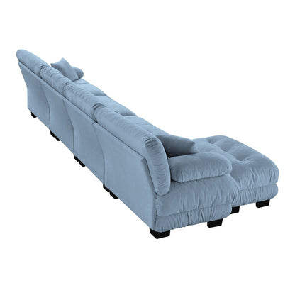Canapé modulaire 4 places en forme de L, canapé Cloud à combinaison libre avec poufs convertibles pour le salon