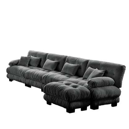 Canapé modulaire 4 places en forme de L, canapé Cloud à combinaison libre avec poufs convertibles pour le salon