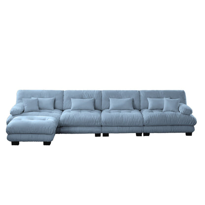 Canapé modulaire 4 places en forme de L, canapé Cloud à combinaison libre avec poufs convertibles pour le salon