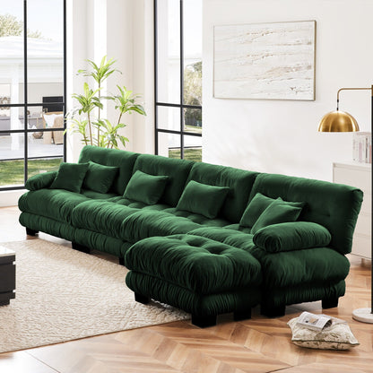 Canapé modulaire 4 places en forme de L, canapé Cloud à combinaison libre avec poufs convertibles pour le salon