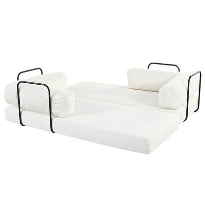 Canapé-lit modulaire en velours côtelé en forme de L, convertible, sectionnel, 4 places, avec coussins compensés, pour salon et appartement