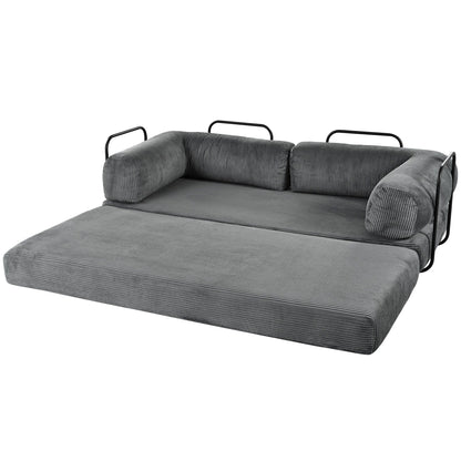 Canapé-lit modulaire en velours côtelé en forme de L, convertible, sectionnel, 4 places, avec coussins compensés, pour salon et appartement