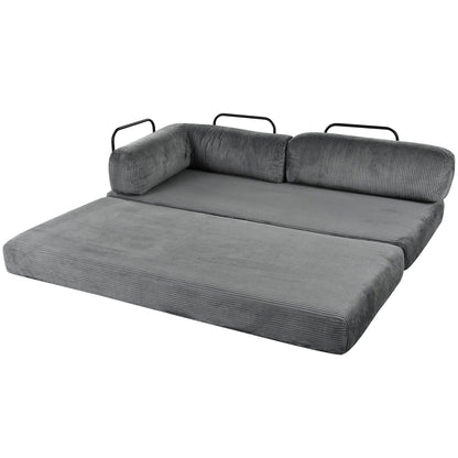 Canapé-lit modulaire en velours côtelé en forme de L, convertible, sectionnel, 4 places, avec coussins compensés, pour salon et appartement