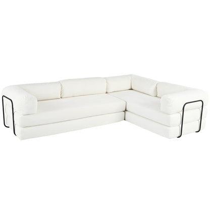 Canapé-lit modulaire en velours côtelé en forme de L, convertible, sectionnel, 4 places, avec coussins compensés, pour salon et appartement