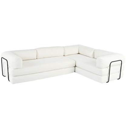 Canapé-lit modulaire en velours côtelé en forme de L, convertible, sectionnel, 4 places, avec coussins compensés, pour salon et appartement