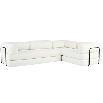 Canapé-lit modulaire en velours côtelé en forme de L, convertible, sectionnel, 4 places, avec coussins compensés, pour salon et appartement