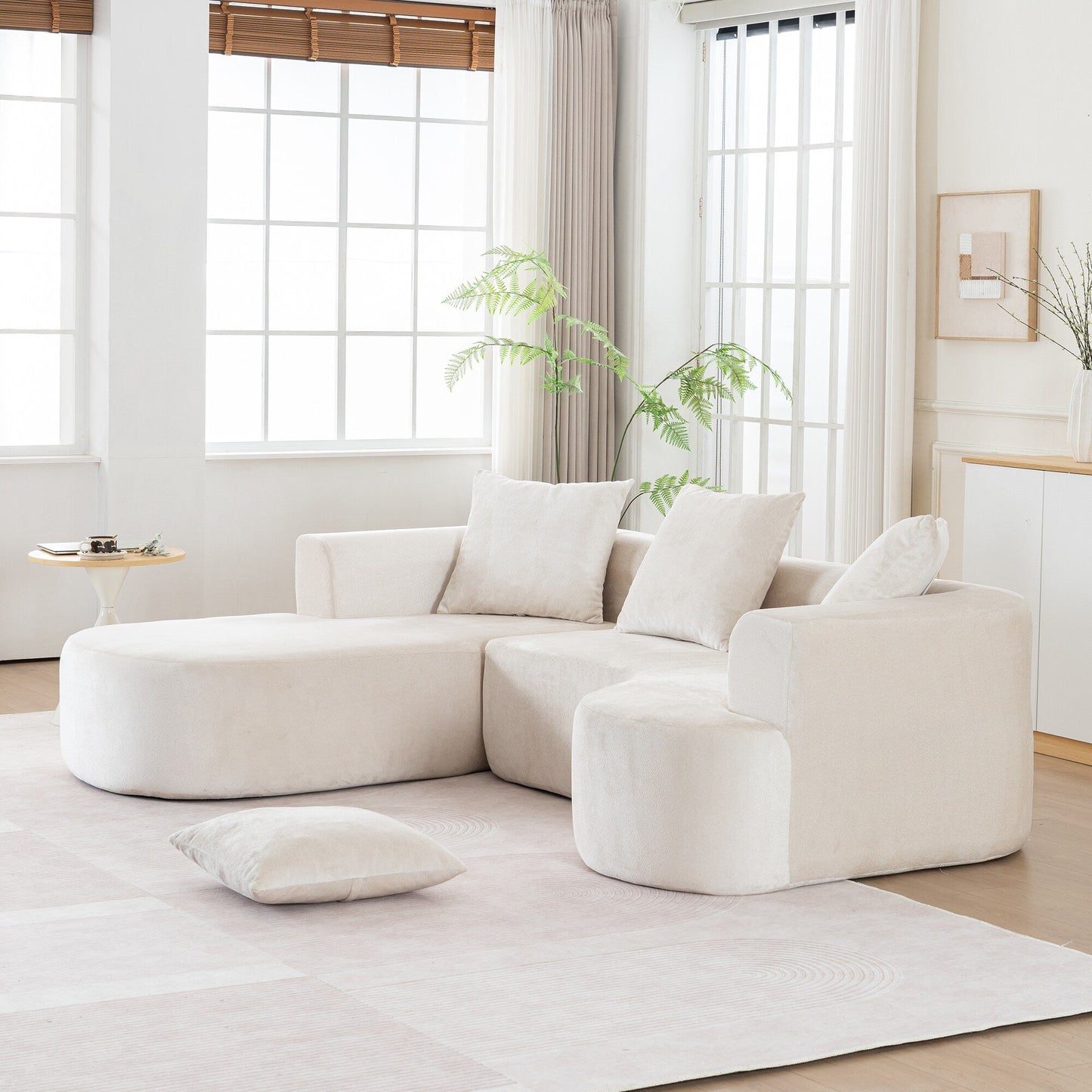 Canapé-lit modulaire en L avec méridienne et assise profonde pour salon ou bureau
