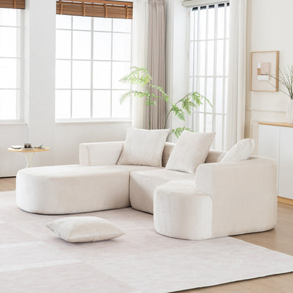 Canapé-lit modulaire en L avec méridienne et assise profonde pour salon ou bureau