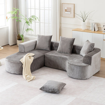 Canapé-lit modulaire en L avec méridienne et assise profonde pour salon ou bureau