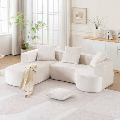 Canapé-lit modulaire en L avec méridienne et assise profonde pour salon ou bureau