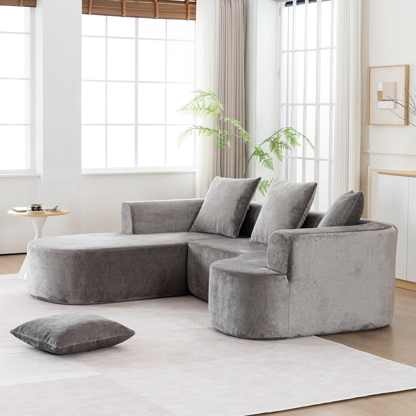 Canapé-lit modulaire en L avec méridienne et assise profonde pour salon ou bureau
