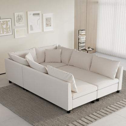 Canapé-lit sectionnel modulaire, ensemble de canapés en chenille avec oreillers, combinaison libre, canapé convertible