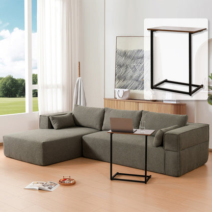Canapé sectionnel modulaire avec table d'appoint gratuite, assise large, entièrement compressé, tissu bouclé infroissable avec méridienne