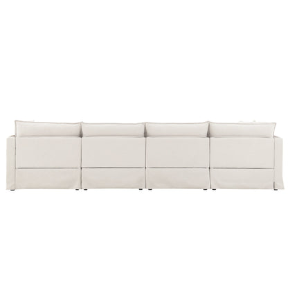 Canapé sectionnel modulaire avec pouf amovible, meuble d'intérieur rembourré en L, assise large, combinaison libre, canapé en chenille