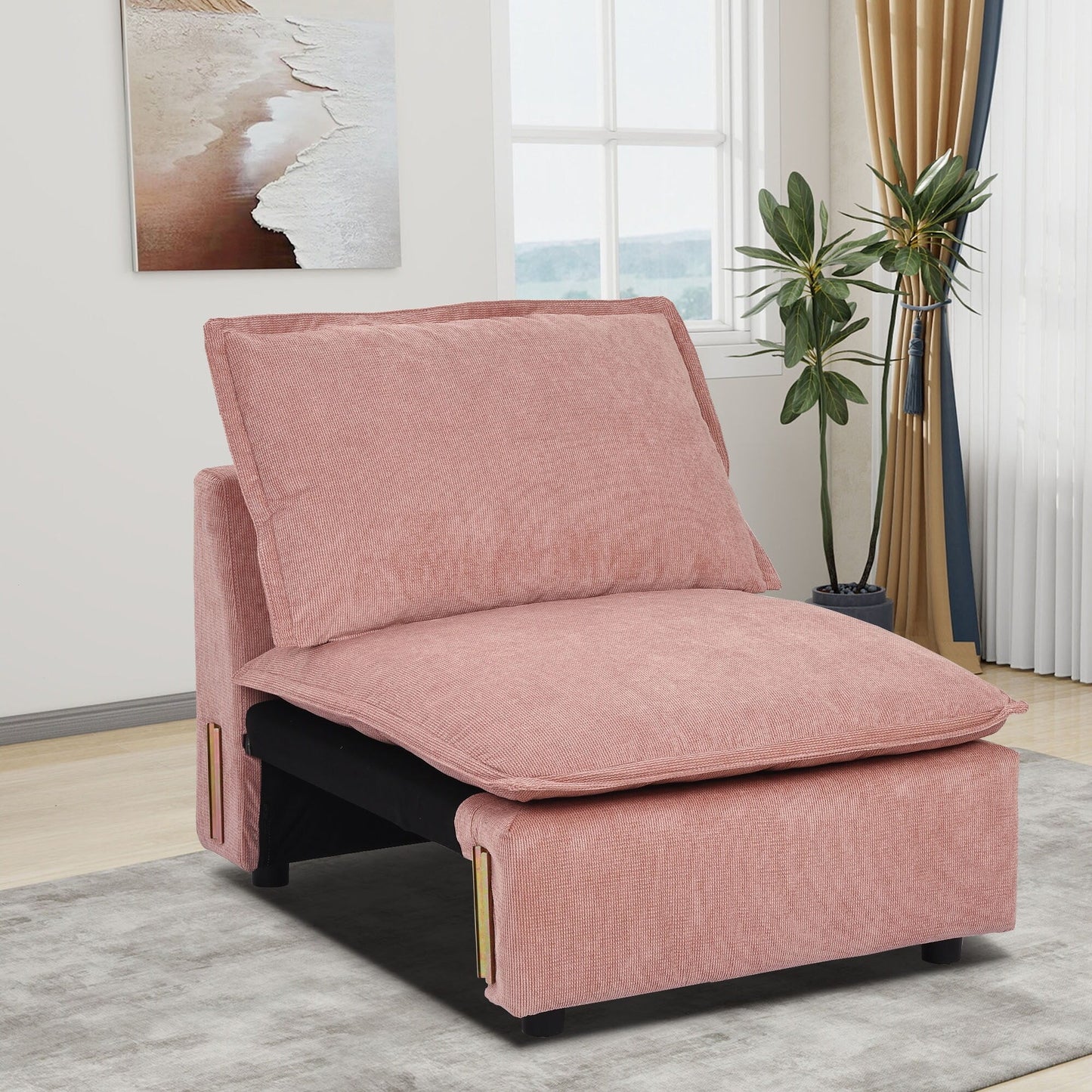 Canapé sectionnel modulaire, canapé nuage moderne et confortable, canapé profond arc-en-ciel en velours côtelé avec coussin amovible