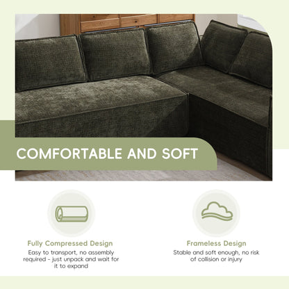 Canapé sectionnel modulaire, ensemble de canapés 6 places en chenille infroissable, combinaison libre 2 pièces, ensemble de canapés nuage moderne en forme de L