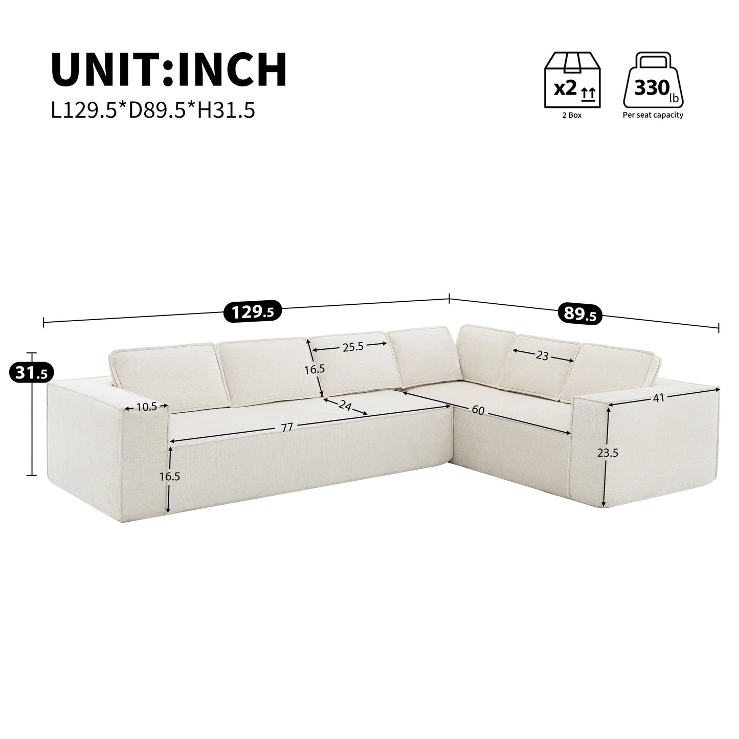 Canapé sectionnel modulaire, ensemble de canapés 6 places en chenille infroissable, combinaison libre 2 pièces, ensemble de canapés nuage moderne en forme de L