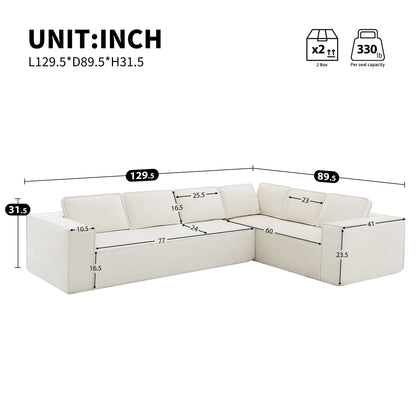 Canapé sectionnel modulaire, ensemble de canapés 6 places en chenille infroissable, combinaison libre 2 pièces, ensemble de canapés nuage moderne en forme de L