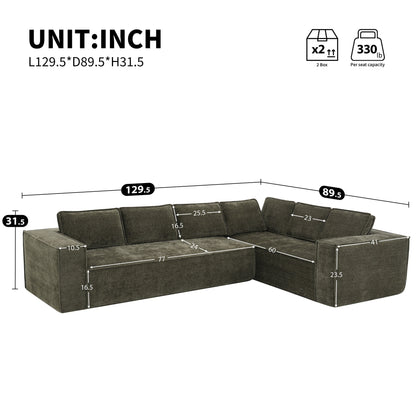 Canapé sectionnel modulaire, ensemble de canapés 6 places en chenille infroissable, combinaison libre 2 pièces, ensemble de canapés nuage moderne en forme de L