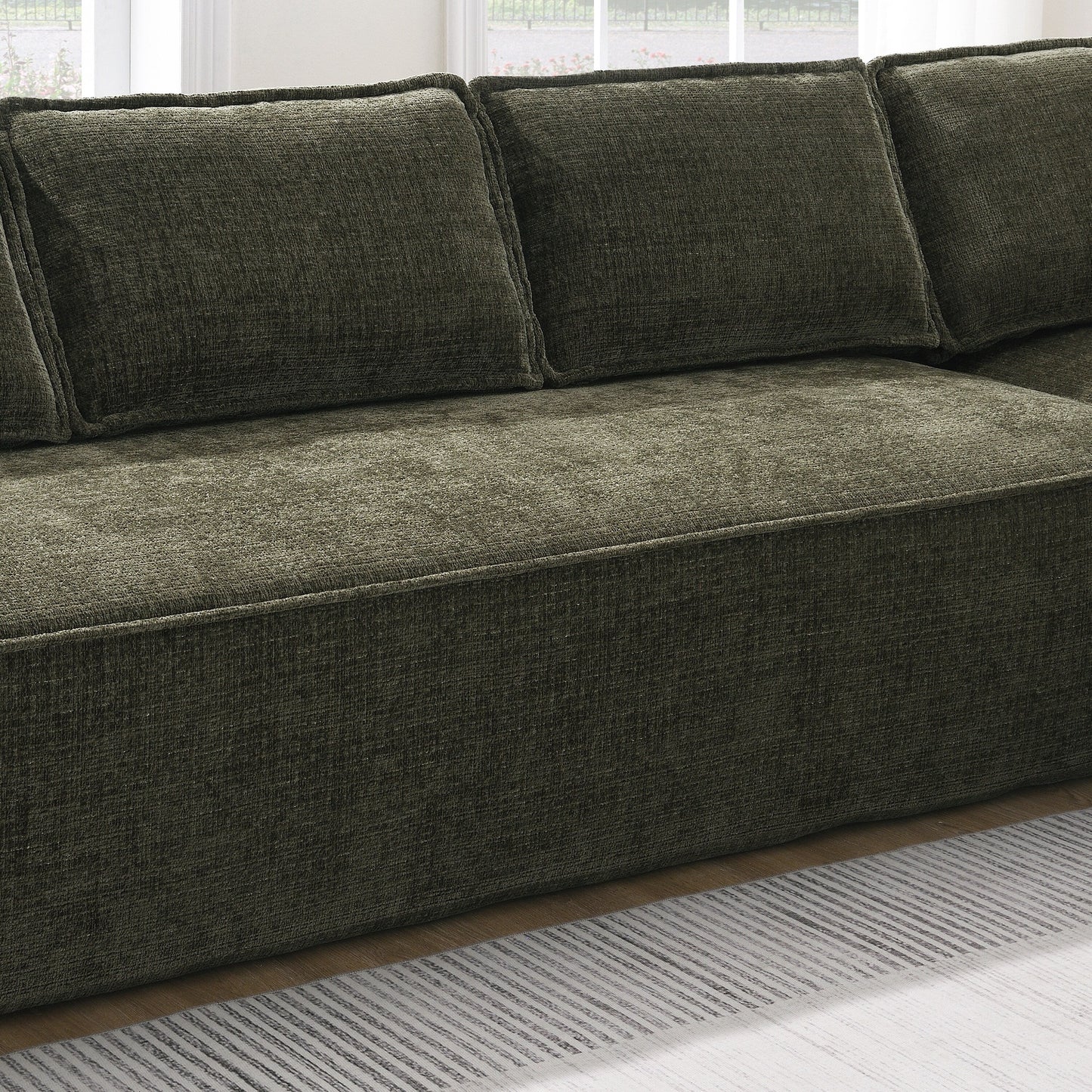 Canapé sectionnel modulaire, ensemble de canapés 6 places en chenille infroissable, combinaison libre 2 pièces, ensemble de canapés nuage moderne en forme de L