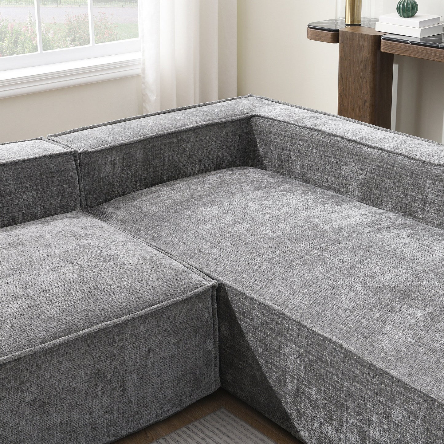 Canapé sectionnel modulaire, ensemble de canapés 6 places en chenille infroissable, combinaison libre 2 pièces, ensemble de canapés nuage moderne en forme de L