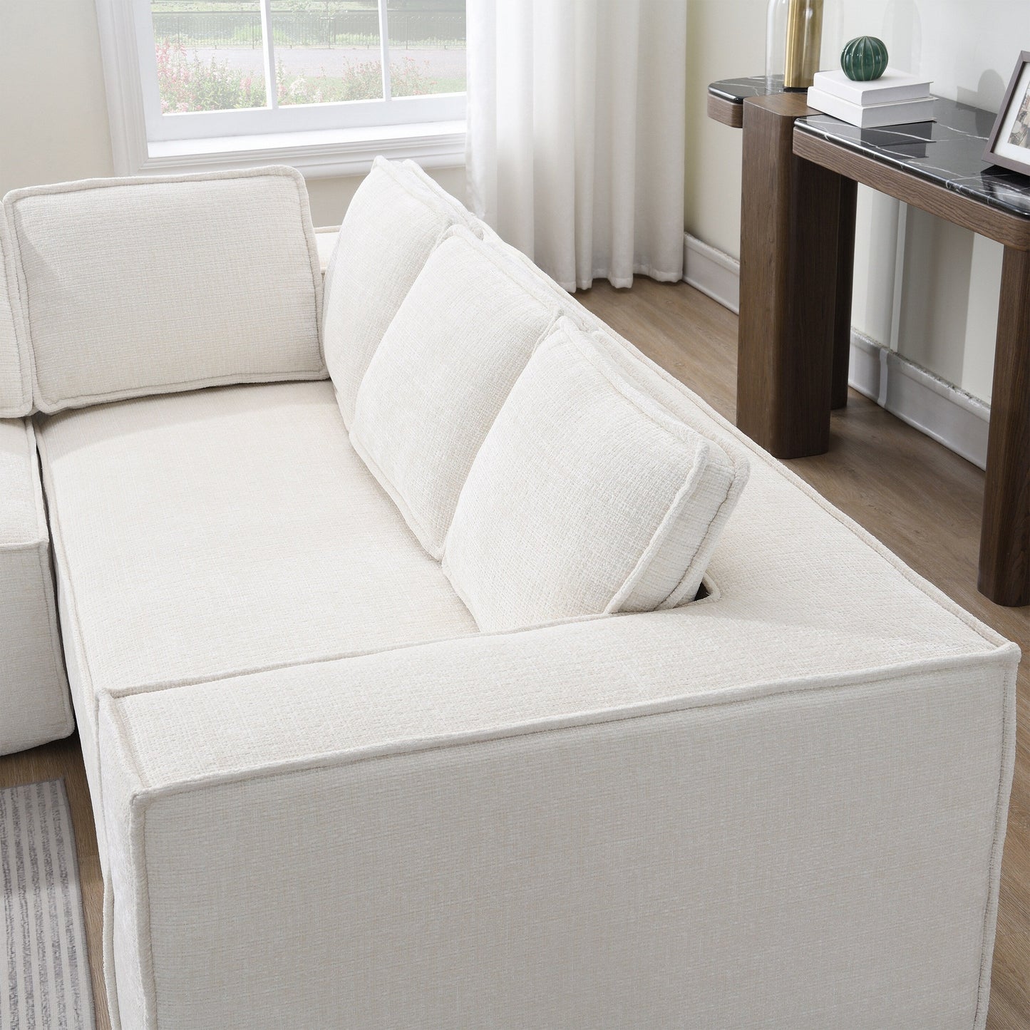 Canapé sectionnel modulaire, ensemble de canapés 6 places en chenille infroissable, combinaison libre 2 pièces, ensemble de canapés nuage moderne en forme de L