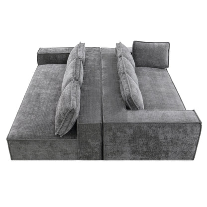 Canapé sectionnel modulaire, ensemble de canapés 6 places en chenille infroissable, combinaison libre 2 pièces, ensemble de canapés nuage moderne en forme de L