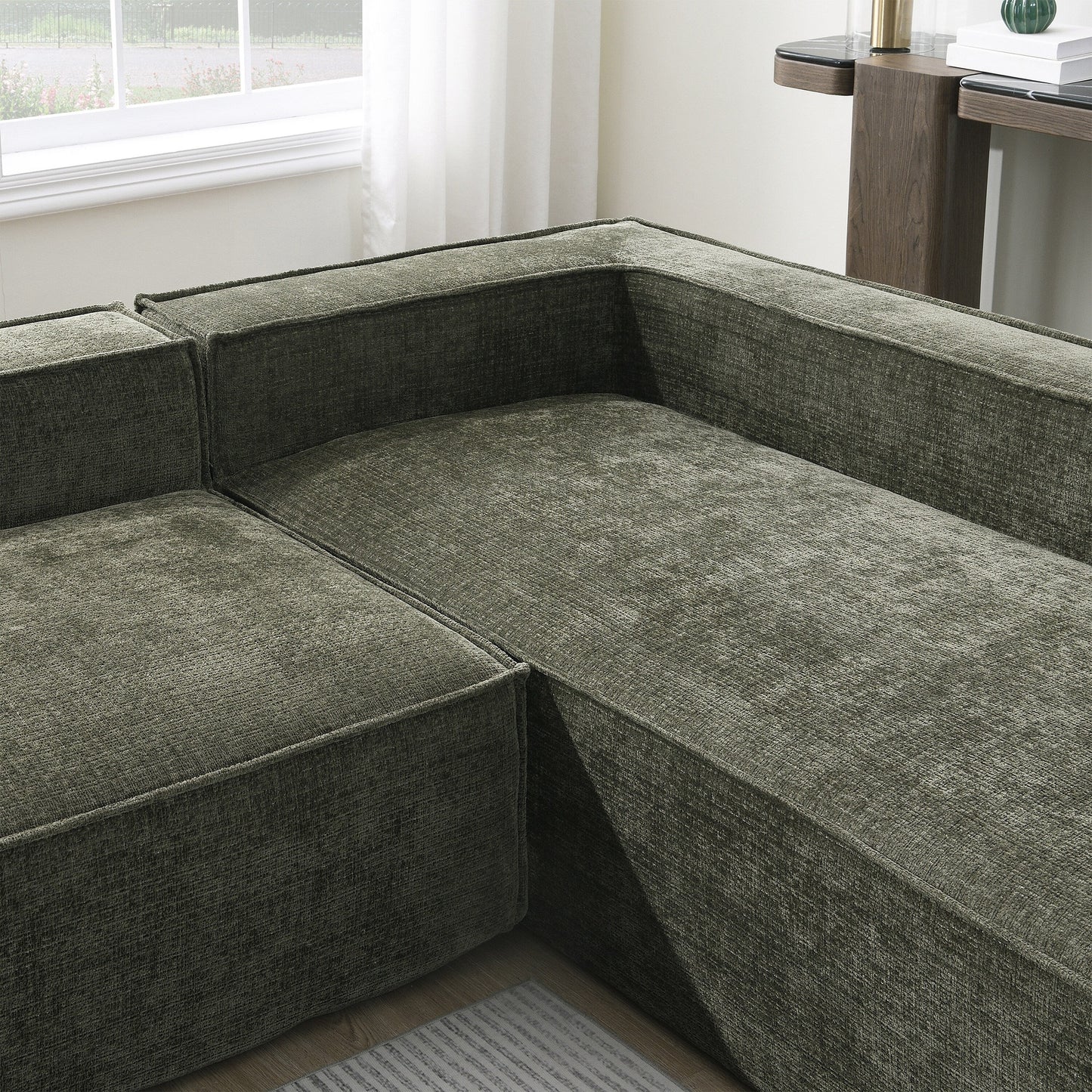 Canapé sectionnel modulaire, ensemble de canapés 6 places en chenille infroissable, combinaison libre 2 pièces, ensemble de canapés nuage moderne en forme de L