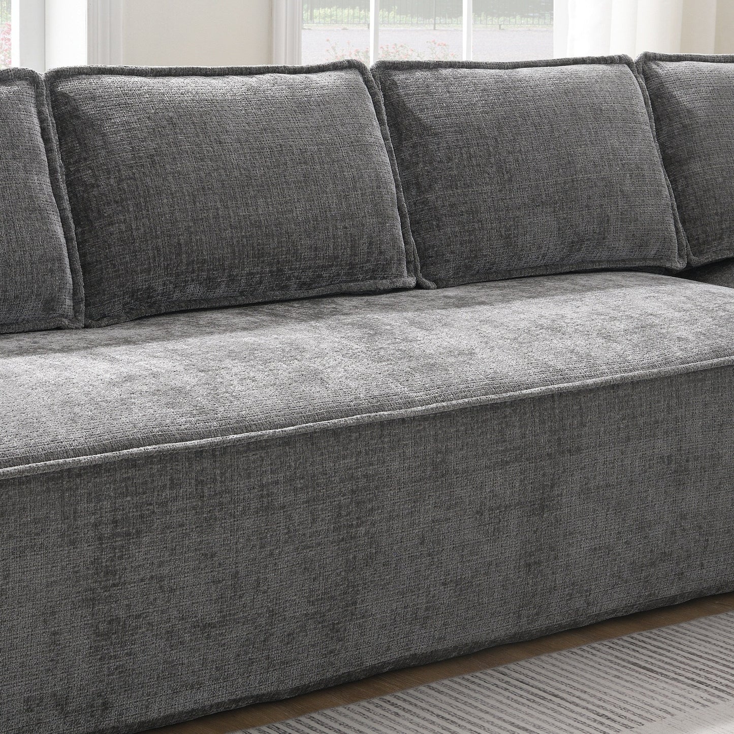 Canapé sectionnel modulaire, ensemble de canapés 6 places en chenille infroissable, combinaison libre 2 pièces, ensemble de canapés nuage moderne en forme de L