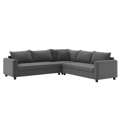 Canapé d'angle modulaire en forme de L, canapé d'angle en chenille avec assise large et coussin
