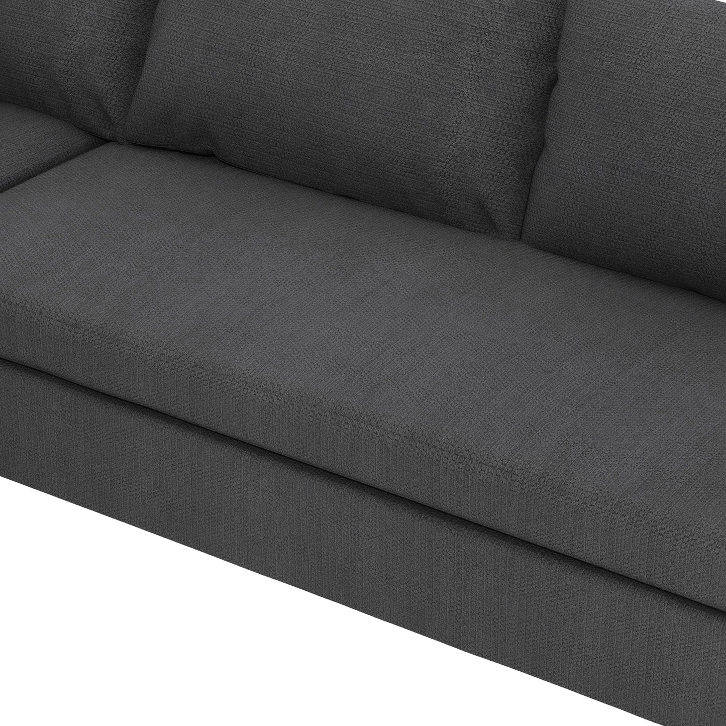 Canapé d'angle modulaire en forme de L, canapé d'angle en chenille avec assise large et coussin