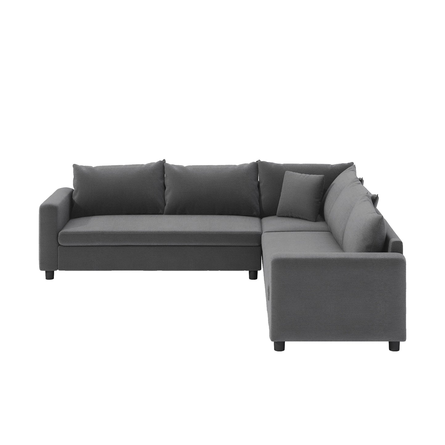 Canapé d'angle modulaire en forme de L, canapé d'angle en chenille avec assise large et coussin