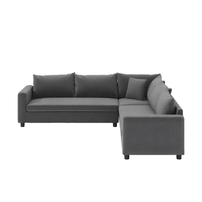 Canapé d'angle modulaire en forme de L, canapé d'angle en chenille avec assise large et coussin