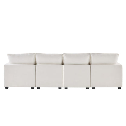 Canapé modulable, ensemble de canapés sectionnels 4 places en chenille avec 2 coussins inclus, à combiner librement