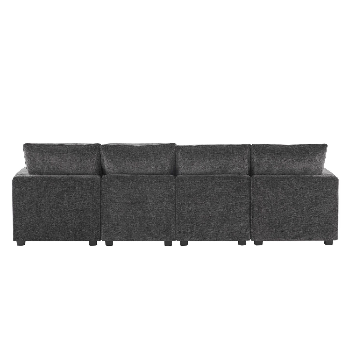 Canapé modulable, ensemble de canapés sectionnels 4 places en chenille avec 2 coussins inclus, à combiner librement