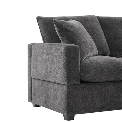 Canapé modulable, ensemble de canapés sectionnels 4 places en chenille avec 2 coussins inclus, à combiner librement