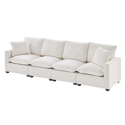 Canapé modulable, ensemble de canapés sectionnels 4 places en chenille avec 2 coussins inclus, à combiner librement