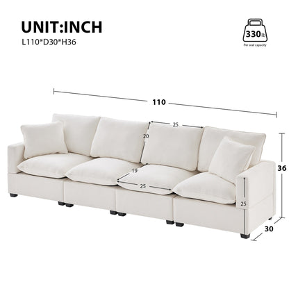 Canapé modulable, ensemble de canapés sectionnels 4 places en chenille avec 2 coussins inclus, à combiner librement