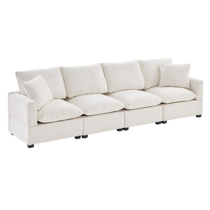Canapé modulable, ensemble de canapés sectionnels 4 places en chenille avec 2 coussins inclus, à combiner librement